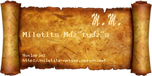 Miletits Mátyás névjegykártya